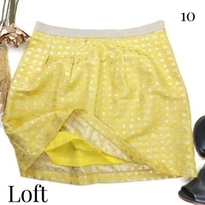 New Loft Yellow Gold Polka-dotted Skirt Sz 10
